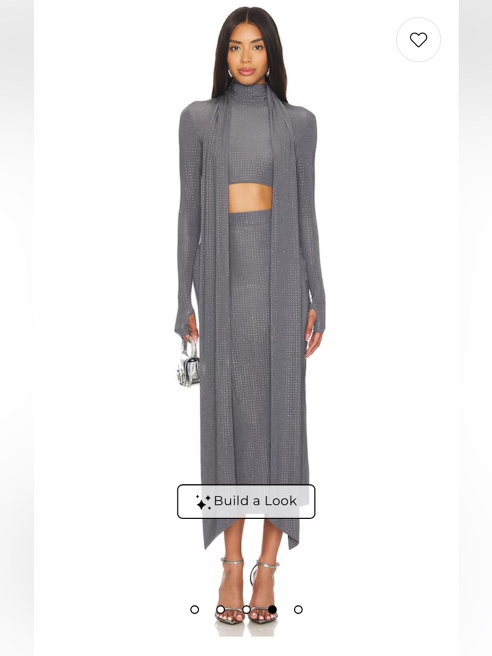 Alex Perry Gray Rhinestone Knit Two-Piece Maxi Set